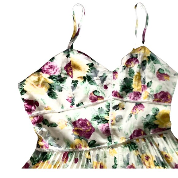 Jane Celeb Style Pleated Midi Dress in Floral Print Lg - Picture 3 of 4